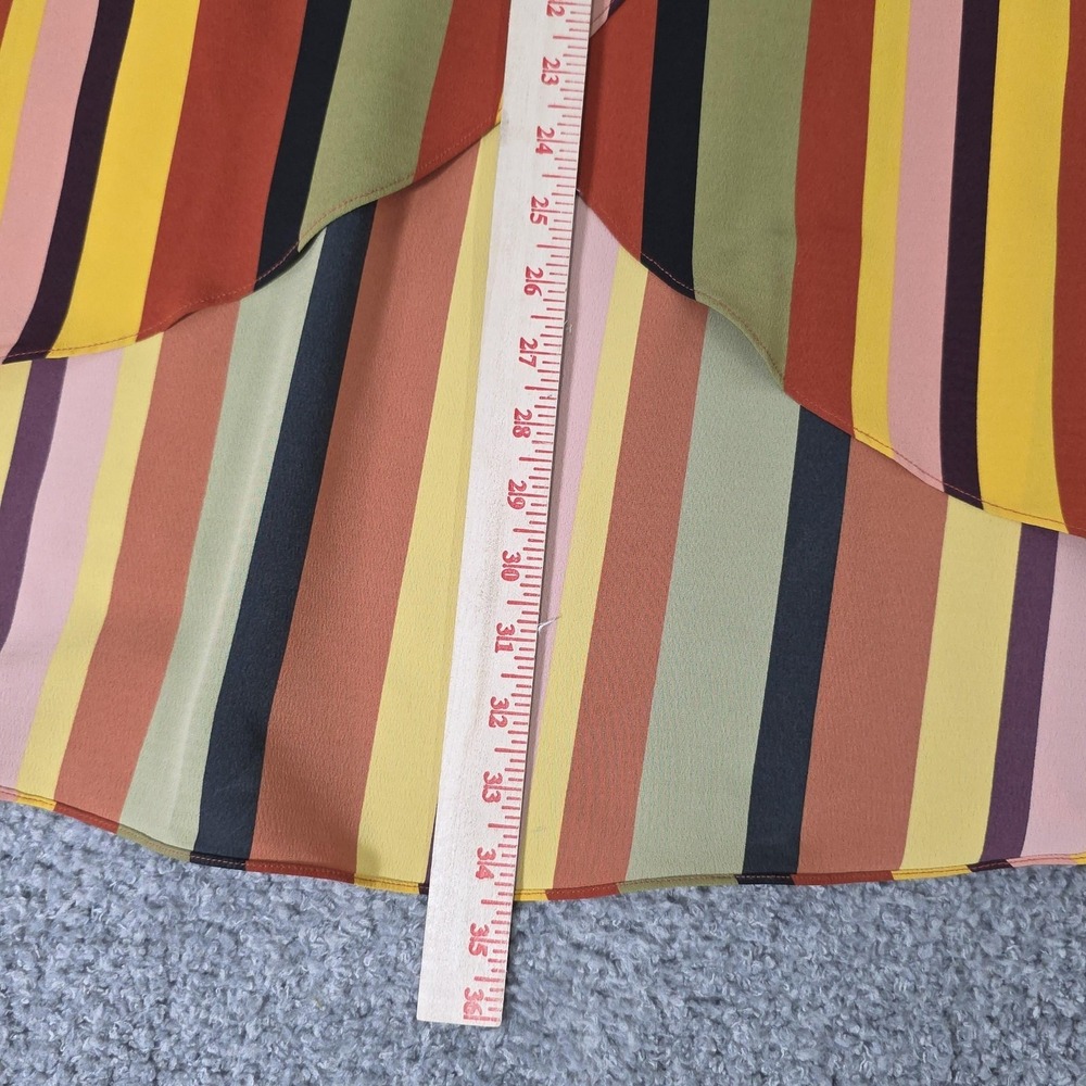 MADISON Striped Wrap Shirt Dress Womens Medium Midi Belted 3/4 Sleeve Multicolor - Picture 9 of 9